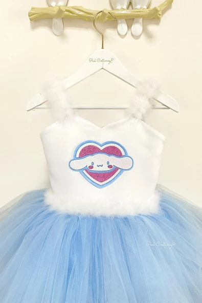 Cinnamoroll Kız Çocuk Elbise Mavi - Resim 3