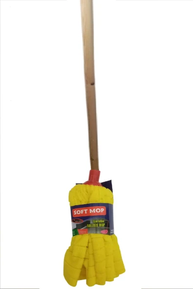 SOFT Mop Mikrofiber Havlu Paspas Mop Ucu Ahşap Sapı Takım