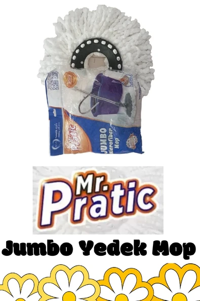 MR.PRATİC Mr.Pratic 10 Adet 360 Döner Başlıklı Yedek Jumbo Mop