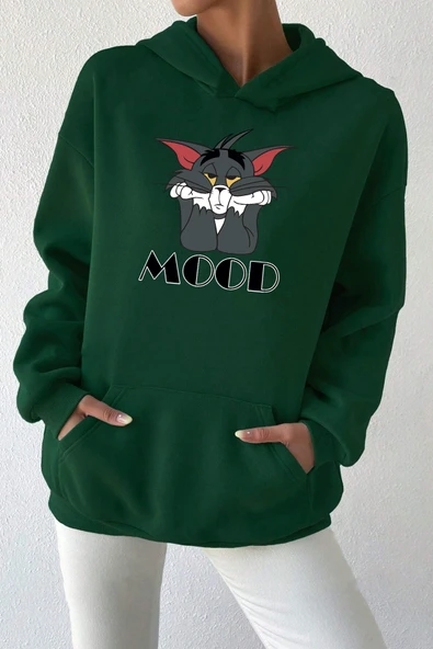 Mood Baskılı Unisex Oversize Sweatshirt - Resim 9