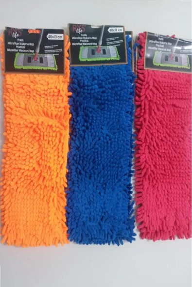 RYS LİFE Rys Life 2 Adet Nemli Ve Kuru Makarna Mop Ucu Mikrofiber Paspas Yedeği 40 Cm