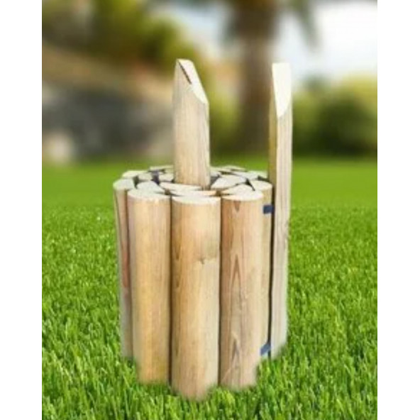 Ahşap Bordür Sebze Bahçesi Çiti Kazıklı 30x150 cm 6 cm Çap