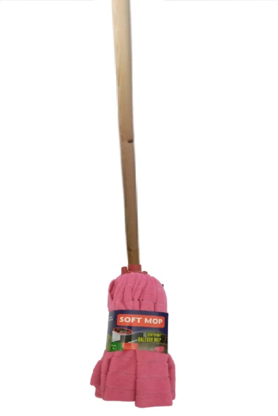 SOFT Mop Mikrofiber Havlu Paspas Mop Ucu Ahşap Sapı Takım - 4