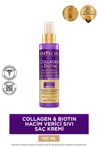 BİOXCİN Collagen & Biotin Ekstra Hacim Sıvı Saç Kremi 150 ml - Kolajen Biotin İnce ve Seyrek Saçlar