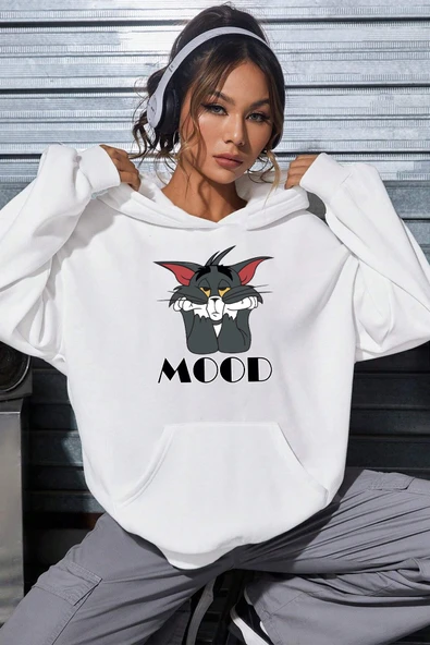 Mood Baskılı Unisex Oversize Sweatshirt