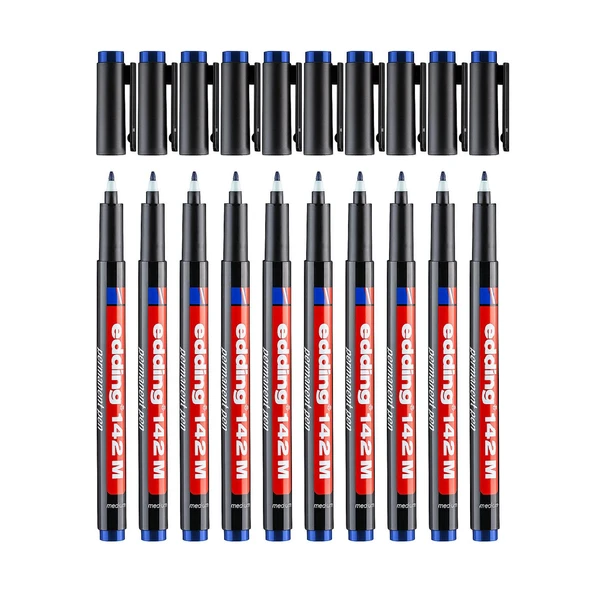 Edding 142 M Permanent Asetat Kalemi 1.0 mm Mavi 10 Adet
