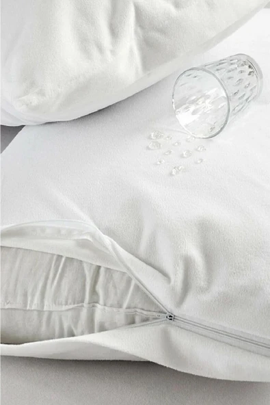 Evony 50x70 Cm 2 Adet Sıvı Geçirmez Yastık Kılıfı Alez Pamuklu Fermuarlı - 3