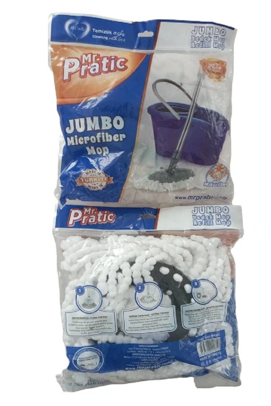 MR.PRATİC Mr.Pratic  5 Adet 360 Döner Başlıklı Yedek Jumbo Mop - 3