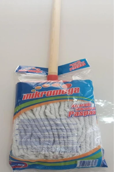 Lider Micro Mega Geniş Mop Pamuklu Püskül Islak Paspas Ve Ahşap Sapı Ile - Resim 2
