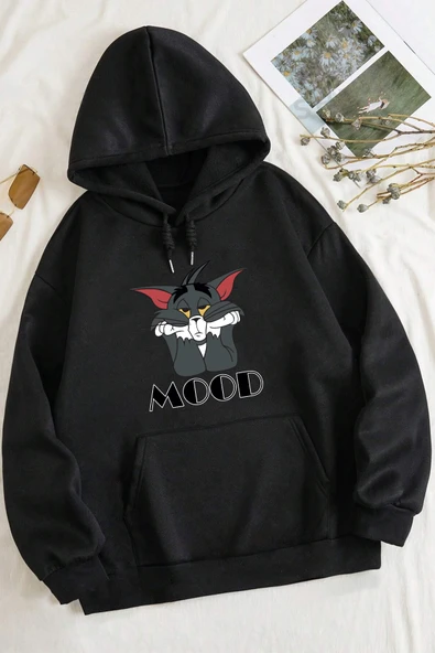 Mood Baskılı Unisex Oversize Sweatshirt - Resim 4