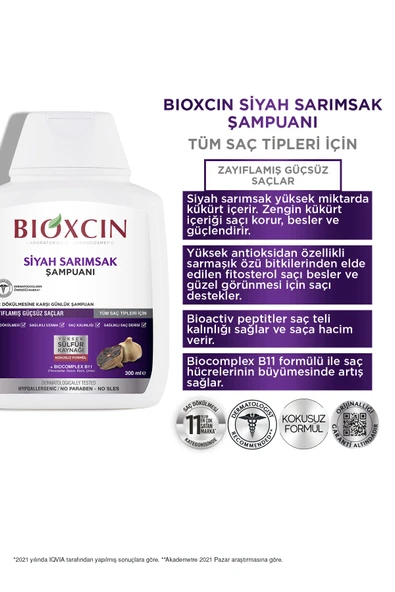 BİOXCİN Siyah Sarımsak Şampuanı 300 Ml - Dökülme ve İncelme Karşıtı Şampuan - 3