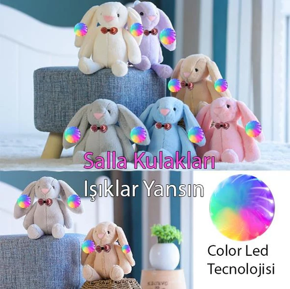 LED IŞIKLI, Uyku Arkadaşı Uzun Kulak Bunny Peluş Tavşan 65cm - 2