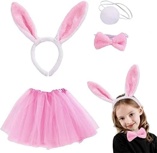 NessiWorld Tavşan Tacı Eteği Papyonu ve Kuyruk Kostüm  Seti Pembe Renk Çocuk Boy - 3
