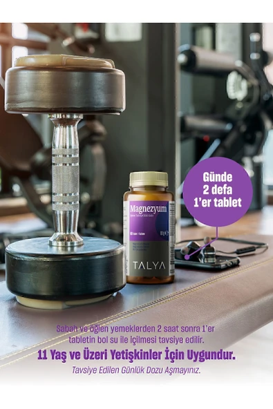 TALYA Magnezyum Malat Magnezyum Sitrat Vitamin B6 Içeren Takviye Edici Gıda, 60 Tablet - 3