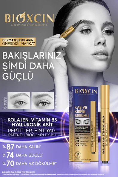 BİOXCİN Kaş ve Kirpik Serumu - Kolajen Hyaluronik Asit Hint Yağı Keratin Peptidleri B5 Biocomplex B11 - 5