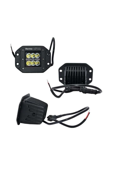 12v-24v Çalışma Lambası Kare Gömme Tip 6 X 3w Power Ledli Beyaz (80*74*72)