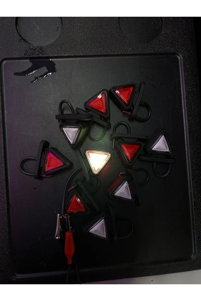 Takoz Boynuz Lamba Üçgen Ok Mini 2 Ledli Neon Led 12v-24v Uyumlu Kırmızı-beyaz 10 Adet