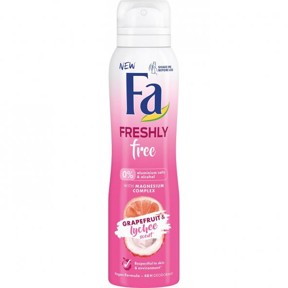 Fa Deodorant Freshly Free 150ml Grapefruıt & Lychee
