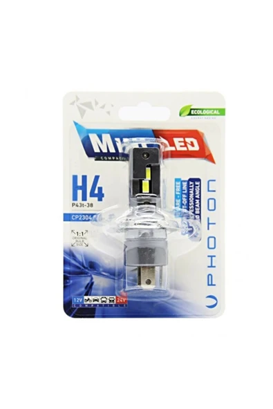 H4 Mini Led Oto Ampul Photon 2li Set