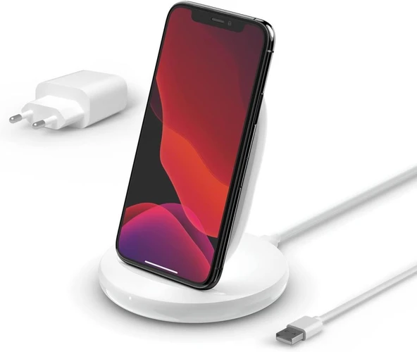 Belkin Boost Charge Kablosuz Şarj Standı 15W (Qi Sertifikalı Hızlı Kablosuz Şarj Cihazı) - Beyaz Teşhir