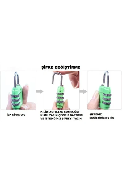 Şifreli Asma Kilit Bavul Kilidi Dolap Kilidi Mavi - 2