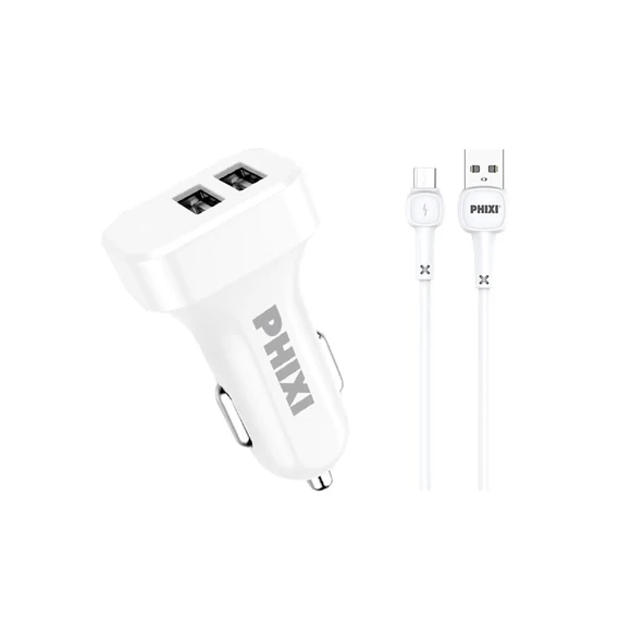 Pcc511m Basic 2.1a Çift Çıkışlı Micro Usb Kablolu Araç Şarj Cihazı - Resim 2