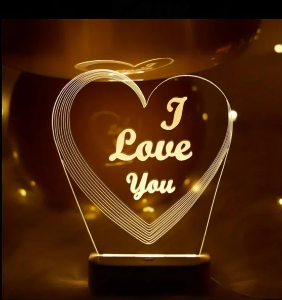USB ile Çalışan 3D "Seni Seviyorum" Kalp Gece Lambası - 4