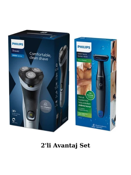 Philips Shaver 3000X Series Islak Kuru Sinek Kaydı Elektrikli Tıraş Makinesi - Vücut Tıraş Makinesi