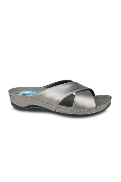 Ceyo 9946-1 Topuk Jelli Anatomik Taban Kadın Terlik Platin 36-40