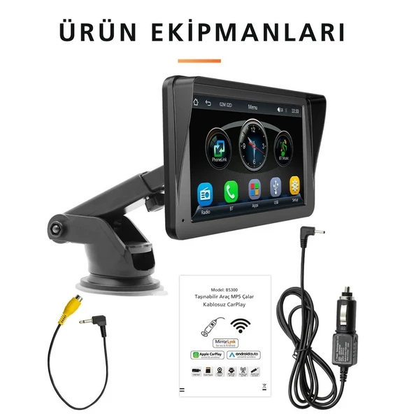 TechTic 7İnç CarPlay&Android Auto Kablosuz Tak Çalıştır Multimedya Taşınır Apple Carplay MirrorLink - 2