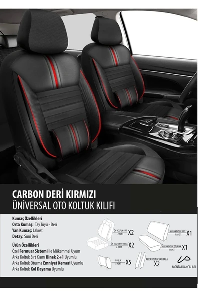 Honda Crv Koltuk Kılıfı Carbon Deri Kırmızı