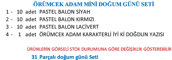 ÖRÜMCEK ADAM MİNİ DOĞUM GÜNÜ SETİ - 3