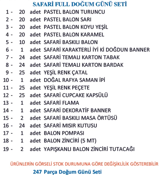 SAFARİ FULL DOĞUM GÜNÜ SETİ - Resim 2
