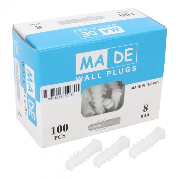 MADE STANDART KUTULU DÜBEL 8 MM  100 ADET