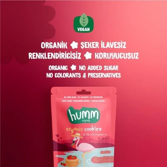 Nessiworld Humm Organik Vegan Çilekli Kurabiye 55 Gr - 1