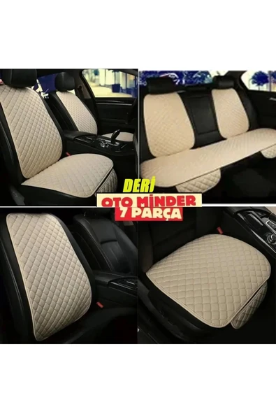 Peugeot 107 Koltuk Deri Minderi 7 Parça Ön Ve Arka Oturak Sırt Dayama Minder Bej-bej ürün görseli 1