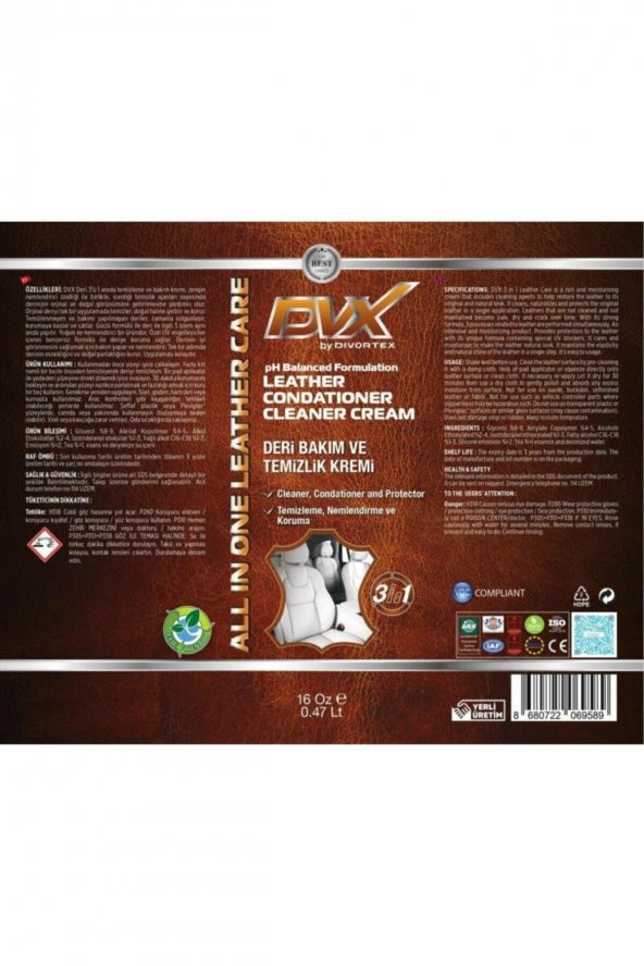 Dvx Deri Temizlik, Bakım, Onarım Kremi 473 ml. - 2