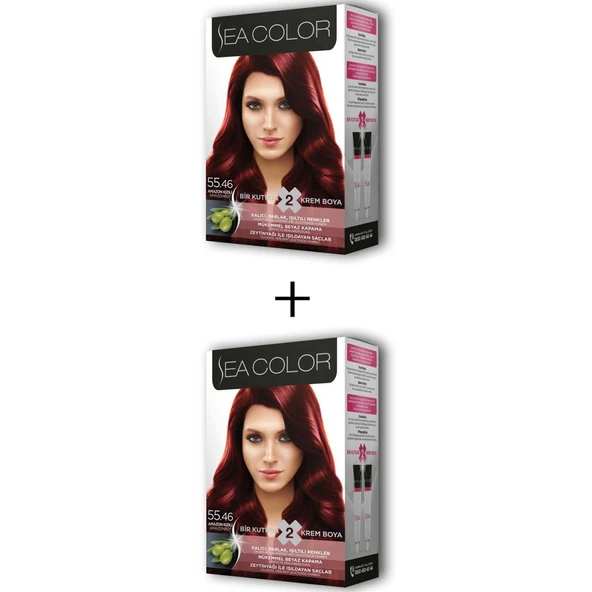 SEA COLOR 55 46 Amazon Kızılı Set Boya 2 li Kutu
