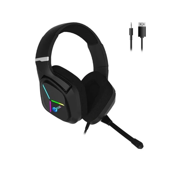 LENOVO LECOO HT406 Stereo USB 3.5mm Jack RGB Led Aydınlatma Siyah Gaming Mikrofonlu Kulaklık