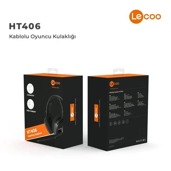 LENOVO LECOO HT406 Stereo USB 3.5mm Jack RGB Led Aydınlatma Siyah Gaming Mikrofonlu Kulaklık - 7