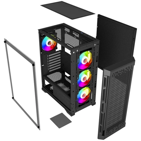 POWERBOOST 600W PB-PS7840B GAMING MID-TOWER PC KASASI - Resim 3