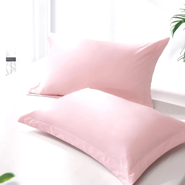 Maki Home %100 Pamuklu Volanlı Süs Dikişli Açık Pembe 2 Adet 50x70 Yastık Kılıfı - Resim 3