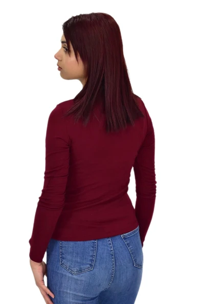 Kadın Düz Renk Vücuda Oturan Uzun Kollu Sweatshirt BGL-ST04209 - Resim 12