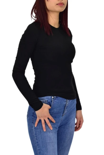 Kadın Düz Renk Vücuda Oturan Uzun Kollu Sweatshirt BGL-ST04209 - Resim 8