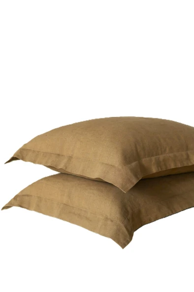 Maki Home %100 Pamuklu Volanlı Süs Dikişli Sütlü Kahve 2 Adet 50x70 Yastık Kılıfı