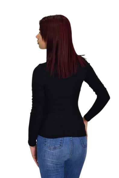 Kadın Düz Renk Vücuda Oturan Uzun Kollu Sweatshirt BGL-ST04209 - Resim 11