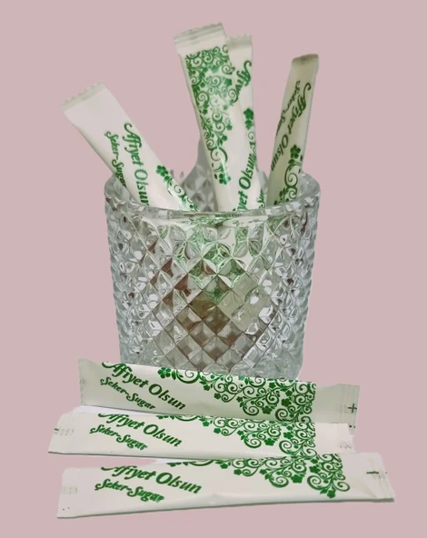 Self Stick Şeker Tek Kullanımlık Toz Şeker  Afiyet Olsun Baskılı 3 gr.x 250 Adet