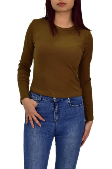 Kadın Uzun Kol  Fitilli Body Tişört  BGL-ST04231 - Resim 5