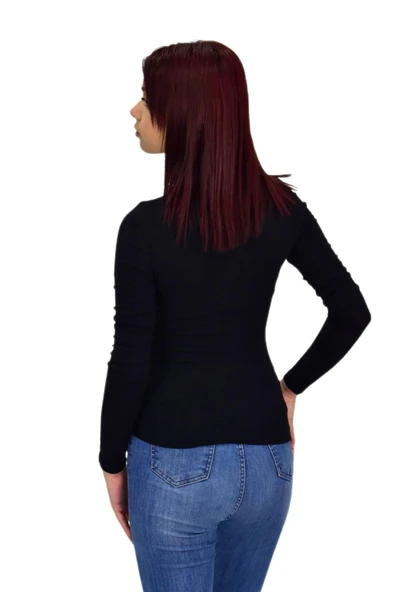 Kadın Düz Renk Vücuda Oturan Uzun Kollu Sweatshirt BGL-ST04296 - Resim 11