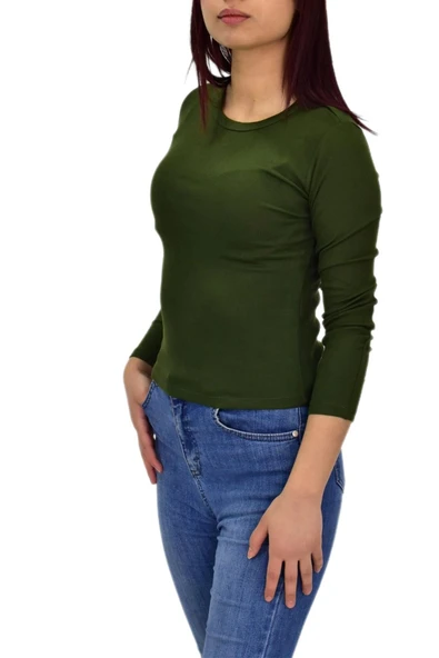 Kadın Uzun Kol  Fitilli Body Tişört  BGL-ST04231 - Resim 9